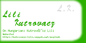 lili kutrovacz business card